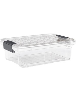 Tuğraçelik Dünya DP-33106-102 Çok Amaçlı Saklama Kutusu 21.5 Lt - Kilitli Kapak Şeffaf 525X355X150 Mm- 12'li Paket