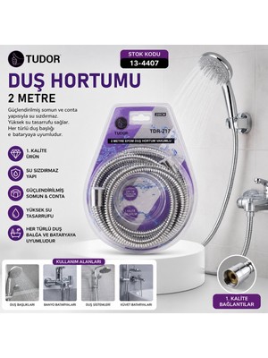 Tuğraçelik Tudor TDR-217 Duş Hortumu 200 cm - Vakumlu Ambalaj