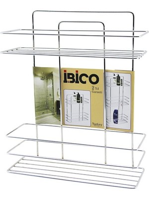 Tuğraçelik Ibico K13-017 Banyo Köşelik Duşakabin Rafı ve Şampuanlık 2 Katlı Dikdörtgen - Krom Metal- 12'li Paket