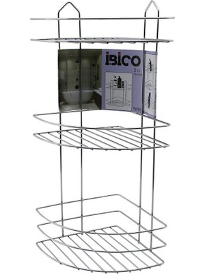 Tuğraçelik Ibico K13-019 Banyo Köşelik ve Duşakabin Rafı 3 Katlı Üçgen - Krom Metal- 12'li Paket