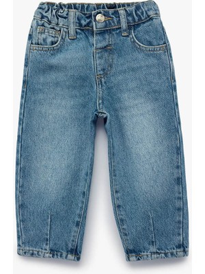 Koton Pamuklu Loose Fit Balon Form Indigo Kız Bebek Jean Pantolon 7WMG40007AD