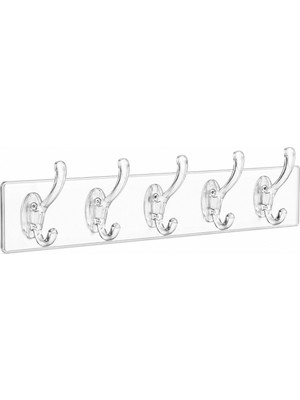Tuğraçelik BAYSA-136 5 Kollu Mika Kristal Şeffaf Askı 6.4X29.3 cm - Yapışkanlı Montaj- 30'li Paket