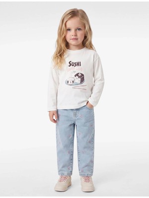 Koton Pamuklu Ekru Kız Bebek Uzun Kollu T-Shirt 7WMG10079AK