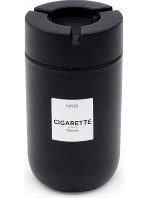 Tuğraçelik Qlux C-00570 No-08 Cigarette Siyah Cam Küllük 660 cc - Siyah Plastik Kapaklı- 12'li Paket