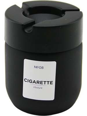 Tuğraçelik Qlux C-00545 No-08 Cigarette Siyah Cam Küllük 425 cc - Siyah Plastik Kapaklı- 24'li Paket