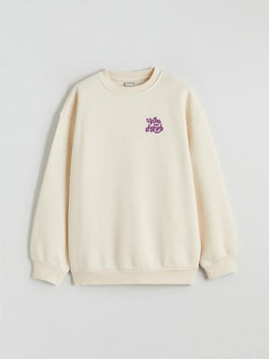 Lc Waikiki Yeni Sezon Bisiklet Yaka Baskılı Kız Çocuk Kalın Sweatshirt