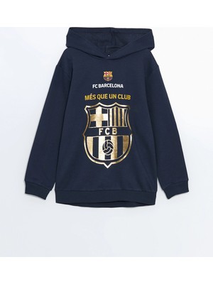 Lc Waikiki Yeni Sezon Kapüşonlu Barcelona Baskılı Erkek Çocuk Sweatshirt
