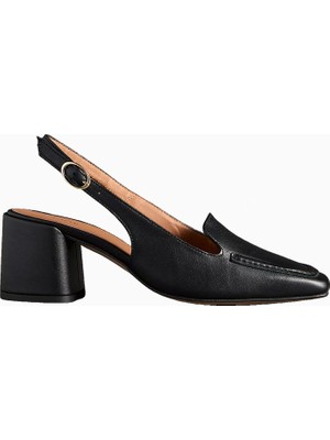 Anthropologie Maeve Deri Slingback Loafer Kalın Topuklu Ayakkabı