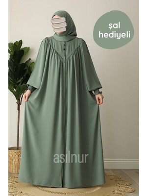 Asilnur Moda Elif Ferace Şal Hediyeli Takım Su Yeşili