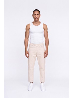Machinist Erkek Boyfriend Jean Pantolon Bej