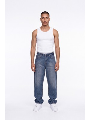 Machinist Erkek Baggy Jean Pantolon Mavi