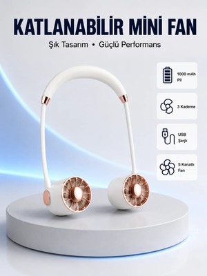 Sungur's Store 5 Kanatlı Sessiz Mini Fan 3 Vitesli Katlanabilir Asılabilir