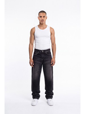 Machinist Erkek Relax Baggy Jean Pantolon Siyah