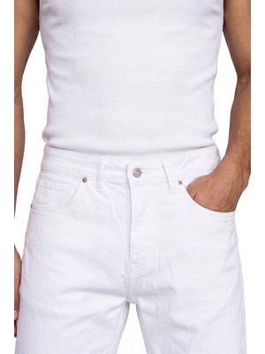 Machinist Erkek Boyfriend Jean Pantolon Beyaz