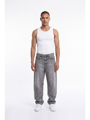 Machinist Erkek Baggy Jean Pantolon Gri