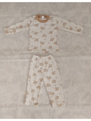 Ayı Kalp Desenli 1/3 Yaş Çocuk Pijama Takımı