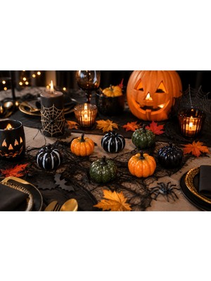 Bkmc Party Cadılar Bayramı Halloween Dekor Seti – 6'lı Mini Kabak Masa Süsü, Parti ve Ev Dekoru  Parti Seti Süsü