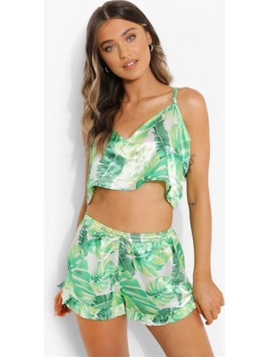 Amora Secret  Yeşil Fırfırlı Şortlu Pijama Takımı