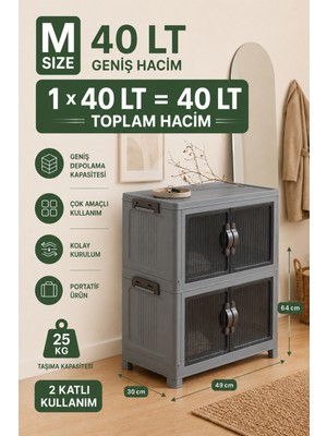 Evonita Istiflenebilir Organizer Dolap Çok Amaçlı Kapaklı Portatif Şık Görünümlü ( 2 Adet )