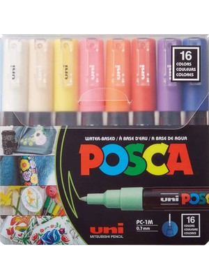 Uni-Ball Uni Posca Su Bazlı Boyama Markör Seti 0.7mm 16 Renk PC-1M/16C