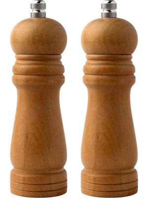 Meks Bambu Gövdeli Komple Ahşap Tuz Karabiber Değirmeni Baharat Öğütücüsü Orta Boy 16 cm 2 Adet