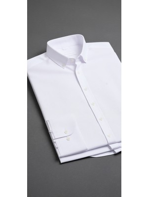 Pierre Cardin Erkek Beyaz Oxford Slim Fit Kolay Ütülenebilir Gömlek 50325365-VR013