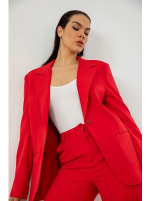 Modestim Retro Palazzo Ceket-Kırmızı