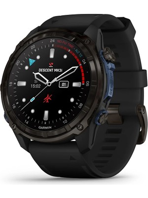 Garmin Descent MK3I – 51 mm - Karbon Gri Dlc Titanyum, Siyah Silikon Kayışlı