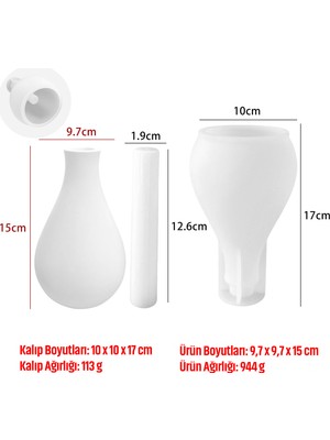 Silabor Düz Dekoratif Vazo Yapım Kalıbı – Beton, Alçı ve Reçine Dökümüne Uygun Silikon Kalıp