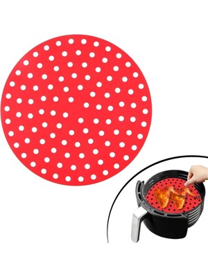 Hepsi Uygunn Renkli Isıya Dayanıklı Yıkanılabilir Silikon Fırın ve Airfryer Yuvarlak Pişirme Matı 23 cm