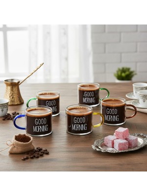6'lı Borosilikat Cam Espresso ve Türk Kahvesi Fincanı Seti (90 Ml) - Düz ve Rölyefli Seçenekli Tabaksız Mini Kupa (Düz)