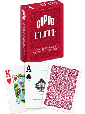 Copag %100 Plastik Oyun Kartları, Poker Boyu Endeks Tek Deste, Kırmızı