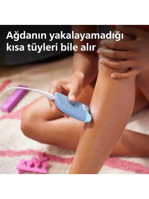 TeknoKapsül Epilasyon Cihazı, Taşınabilir Kompakt Tasarım, LED Işıklı Yıkanabilir Başlık, Masaj ve Tıraş Başlığı, Peeling Eldiveni Hediyeli, 4 Haftaya Kadar Pürüzsüzlük, Açık Mavi Renk, BRE247/05
