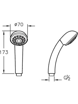 TeknoKapsül Nano A45696 1f El Duşu, Krom