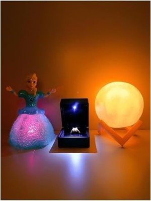 Işıklı Yüzük Kutusu Kalpli Yüzük, Rcb LED Frozen Elsa, 3D LED Küre Gece Lambası Halay Çeken