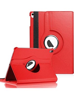 TeknoKapsül Apple iPad Air 11 2024 Için Kılıf (A2902-A2903) 360 Rotating Stand Deri Kırmızı [ipad Air 11 2024 ile Uyumlu Kılıf - Kırmızı]