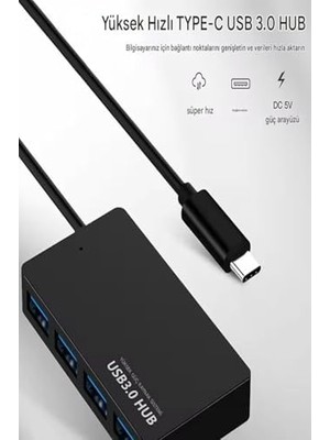 TeknoKapsül USB Type C Hub 4 Port 3.0 USB Çoklayıcı Type-C USB 3.0 Çoklayıcı