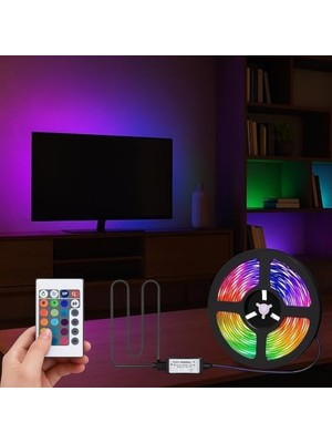 TeknoKapsül Monitör ve Tv Arkası 3 Metre Rgb Şerit LED Seti - Cata USB Bağlantılı, Uzaktan Kumandalı, 352 Renk Seçenekli Ambiyans Aydınlatma, Göz Yormayan LED Işık Sistemi