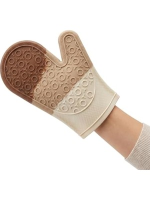 TeknoKapsül 1 Adet Silikon Fırın Eldiveni - Isıya Dayanıklı, Kaymaz ve Su Geçirmez Yanmaz Mutfak Tutacağı (Bej)