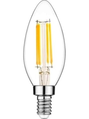 TeknoKapsül Amberled 10 Adet Buji Ampul 4W Şeffaf Filament Rustik LED Ampul – E14 Duy, 3200K Günışığı Işık - Cata - Avize Ampulü