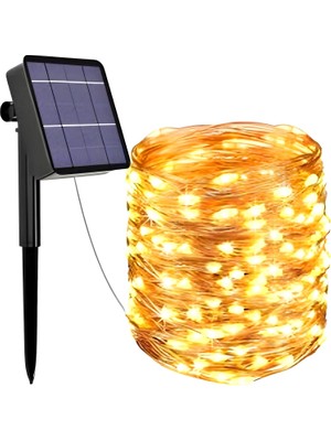 TeknoKapsül Ack Solar Güneş Enerjili Gün IŞIĞI,100 Led, 10 Metre, 8 Modlu, Peri LED Bahçe, Veranda, Avlu, Balkon, Havuz Kenarı, Düğün, Parti, Peyzaj Aydınlatma Su Geçirmez Lamba