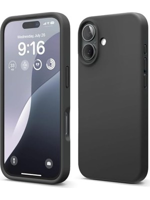 TeknoKapsül Apple iPhone 16 Uyumlu Özel Ipeksi Dokunuş Hissi Veren Içi Yumuşak Kadife Lansman Silikon Kılıf Kapak (Siyah)