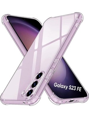 TeknoKapsül Galaxy S23 Fe Kapak Kamera Korumalı Airbag Antishock Köşe Korumalı Şeffaf Silikon Kılıf