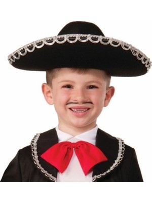 TeknoKapsül Gümüş Renk Şeritli Meksika Mariachi Latin Şapkası 55 cm Çocuk