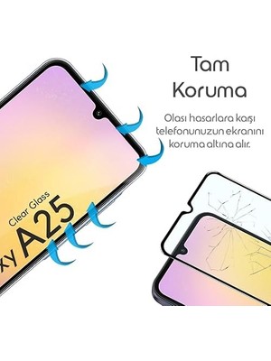 TeknoKapsül Galaxy A25 Için Ekran Koruyucu 9h Sertlikte Anti-Static Temperli Cam Görüntü Kalitesini ve Dokunmatiği Etkilemeyen Çizilme ve Darbelere Karşı Ekranı Kaplayan Premium Galaxy A25 Koruma