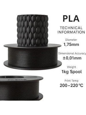 TeknoKapsül Pla+ Filament 1.75MM 1 kg - Siyah