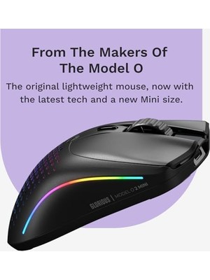 TeknoKapsül Glorious Model O 2 Mini Kablosuz Siyah Oyuncu Faresi: 57 Gram, 210 Saate Kadar Pil Ömrü, Çifte Kablosuz 2.4 Ghz ve Bluetooth 5.2, 26K Optik Sensör, 80 Milyon Tıklama, 6 Programlanabilir Düğme,