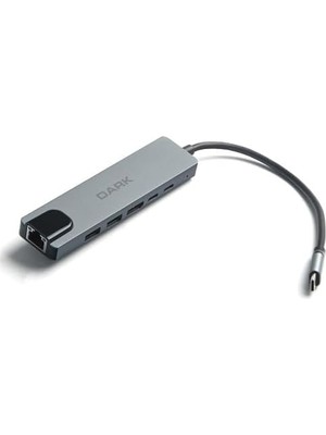 TeknoKapsül Dark 6'sı 1 Arada USB 3.2 Gen 1 Type-C To Ethernet/hdmı/usb 3.0 - USB 2.0 / Usb-C Pd 100W Macbook Pro/air & Notebook/ultrabook Için Port Çoklayıcı Hub (DK-AC-U31X47)