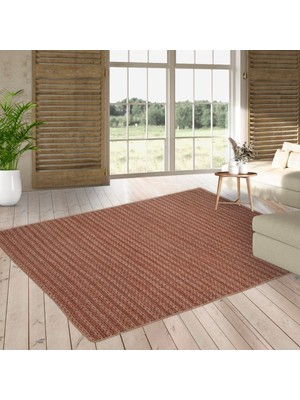 Perhal J90 Kahverengi Kilim – Sade Çizgili Modern Halı Kilim