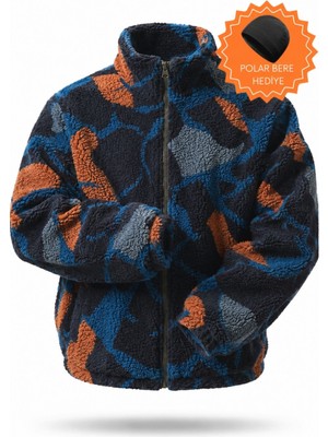 Ghassy Co. Erkek Isı Termal Iç Dış Sherpa Sonbahar Kış Tam Fermuarlı Peluş Polar Sweatshirt